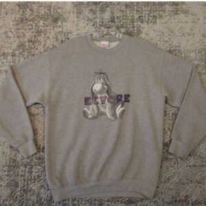 Vintage Disney Sweatshirt Mens Medium Gray Long Sleeve Crewneck  Eeyore Graphic